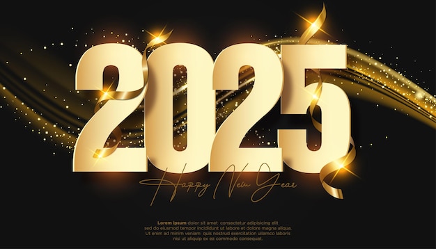 신년 축하 2025 축제 현실적인 장식 2025 파티를 축하하기위한 우아한 숫자