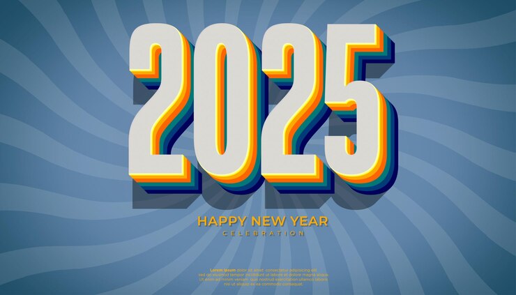 Vector happy new year 2025 festive realistic retro colorfull number for celebrate 2025 party