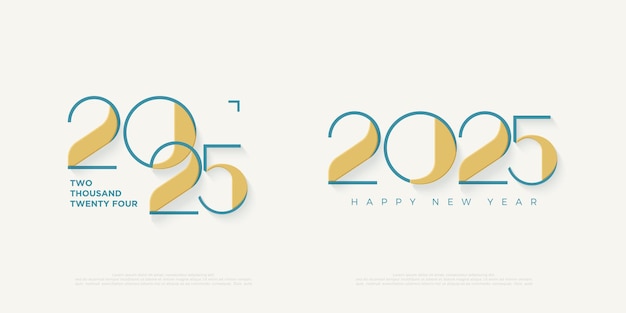 Happy new year 2025 greeting With unique and clean numbers Vector premium modern background