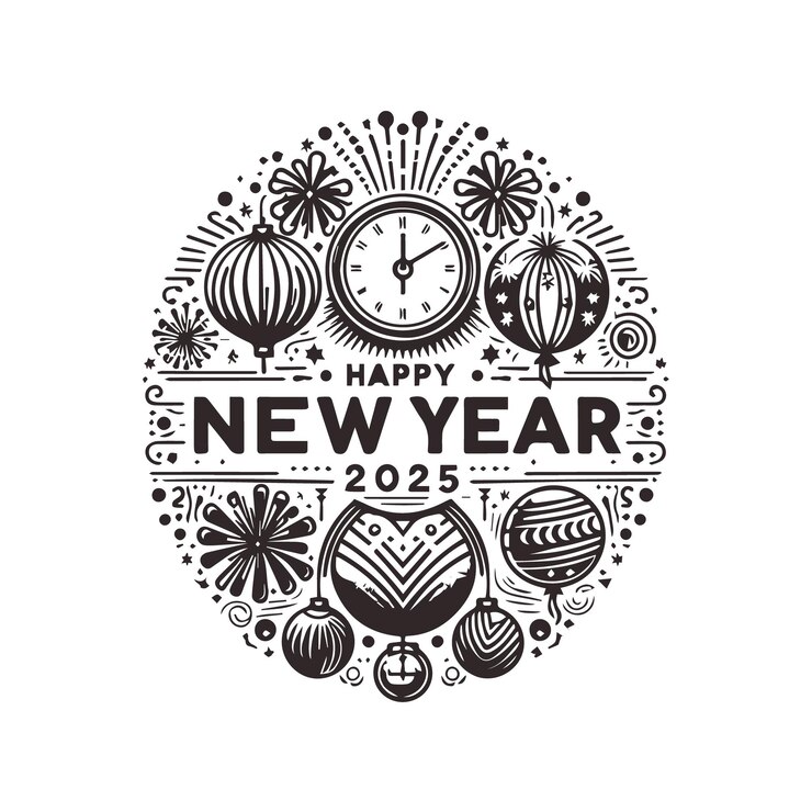 Vector happy new year 2025 illustrations for print ready tshirts design