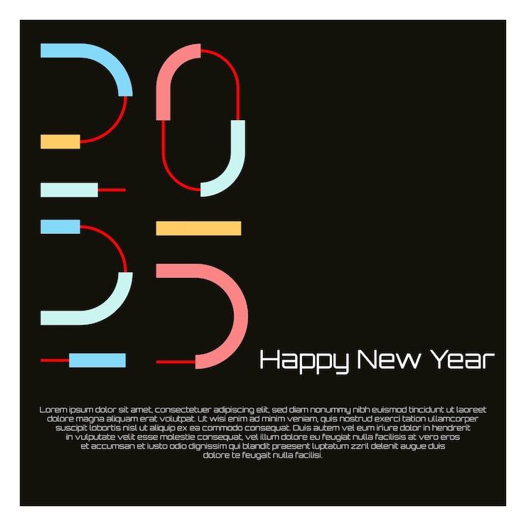 Vector happy new year 2025 isolated in black background new typography design number of 2025