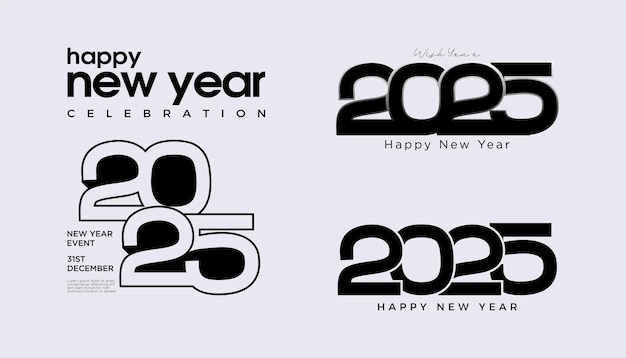 Happy New Year 2025 logo text design 2025 number design template collection 2025 number vector illustration for book covers greeting cards and calendars