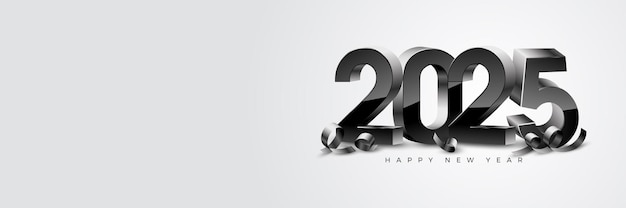 Вектор Счастливого нового года 2025 дизайн цифр с блестящими 3d черными цветными цифрами на белом фоне премиум векторный дизайн роскошный и современный