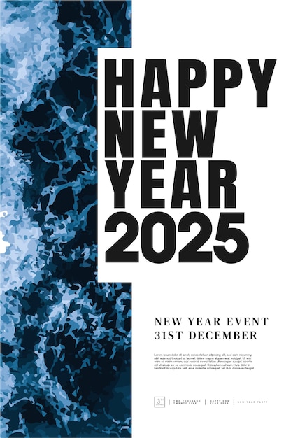 Vettore happy new year 2025 disegno poster con sfondo di consistenza moderna disegno di celebrazione happy new year 2025