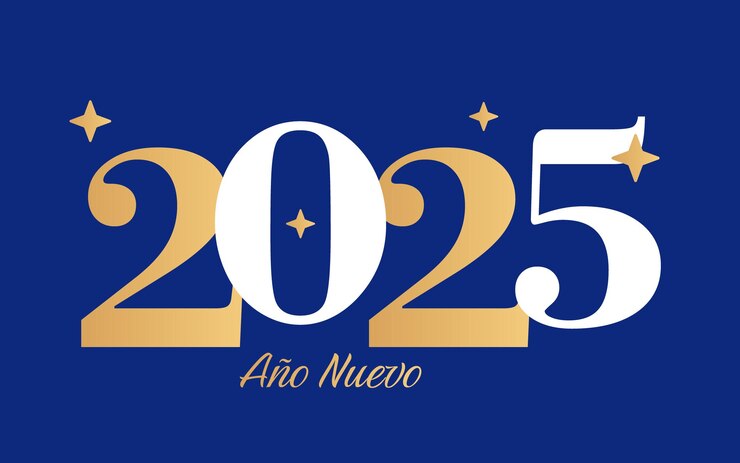 Vector happy new year 2025 in spanish greeting card illustration