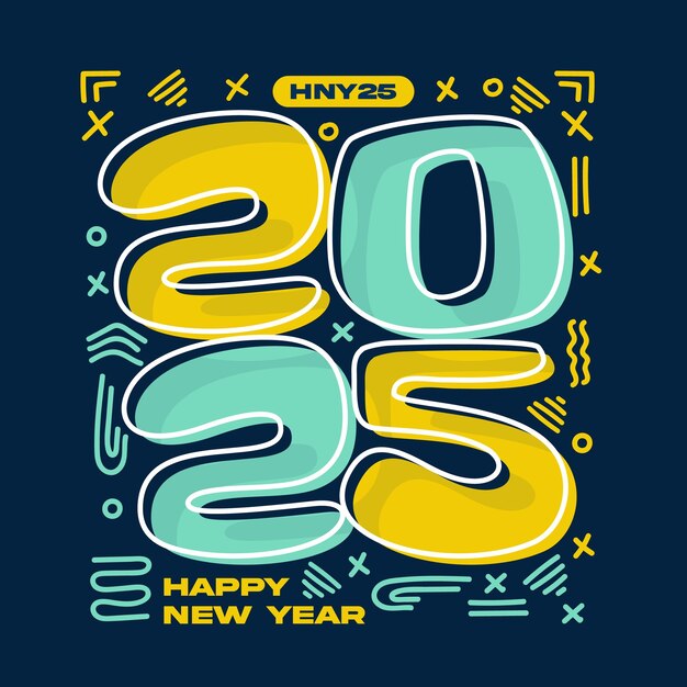 Premium Vector Happy new year 2025 square template with colorful
