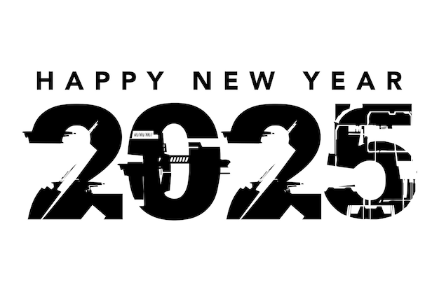 happy new year 2025 text design for brochure design template card banner vector illustration