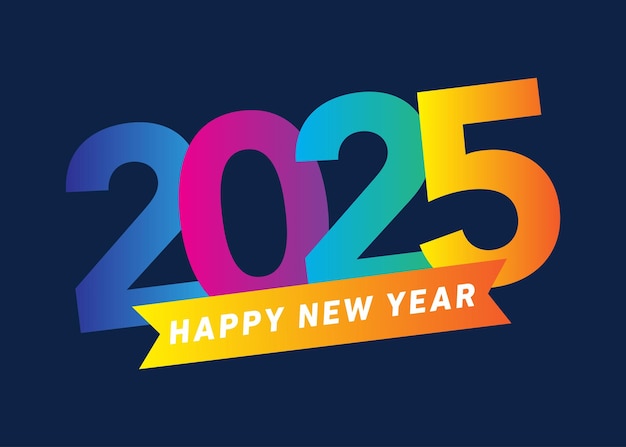 Happy new year 2025 text design for poster design template card banner vector illustration