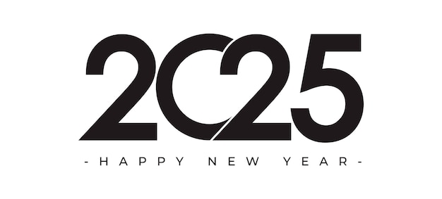 ハッピーニューイヤー 2025 タイポグラフィーデザインテンプレート