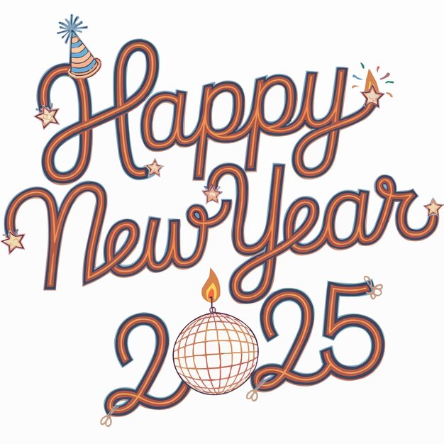 Happy New Year 2025 typography Happy 2025 New Year celebration Vector Design illustration Logo