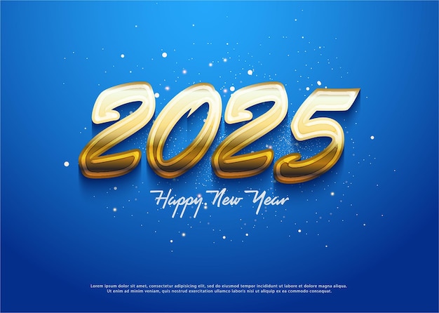 Вектор С новым 2025 годом с красивыми текстурированными золотыми цифрами