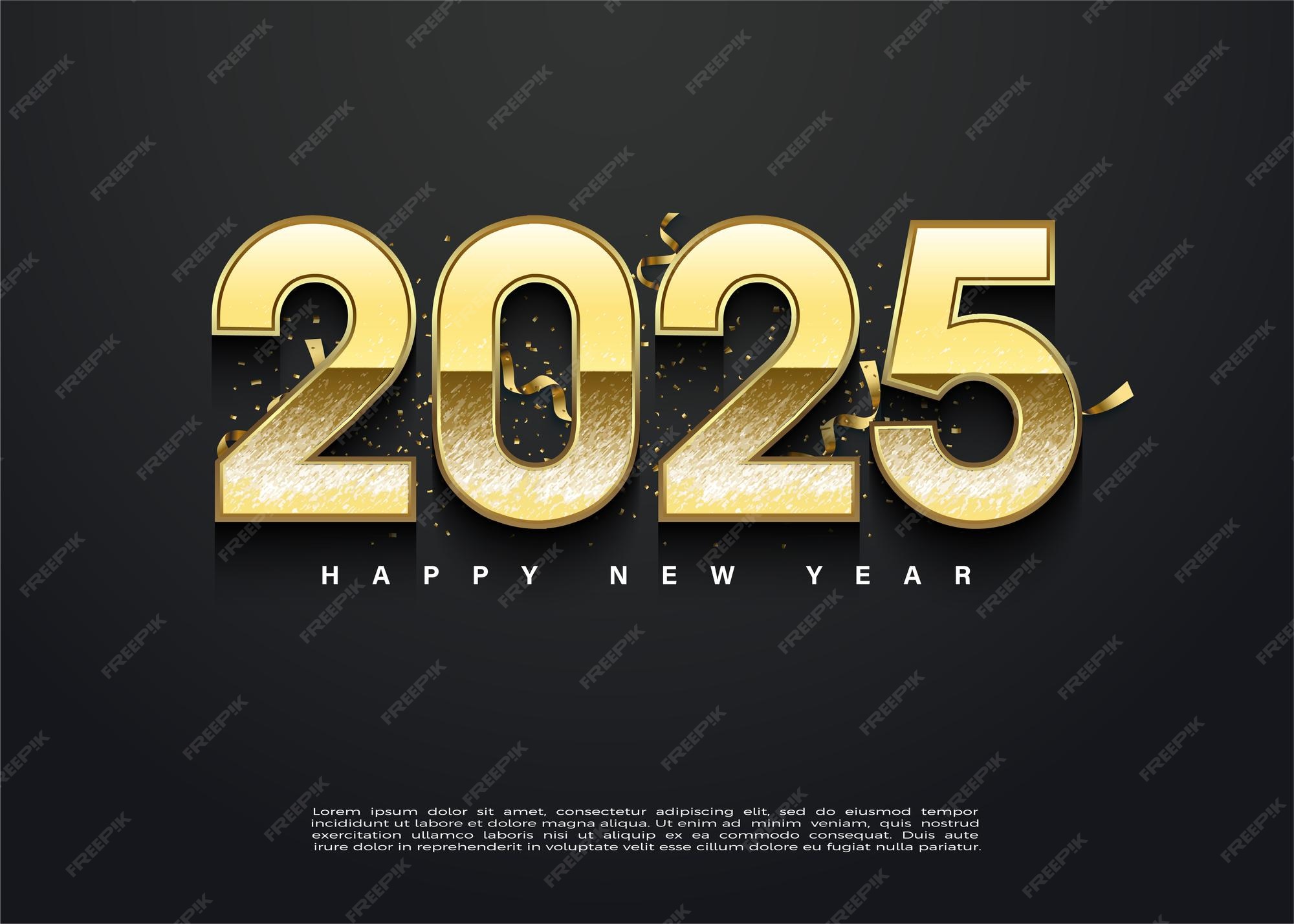 Premium Vector Happy new year 2025 with elegant year numbers premium vector design for posters