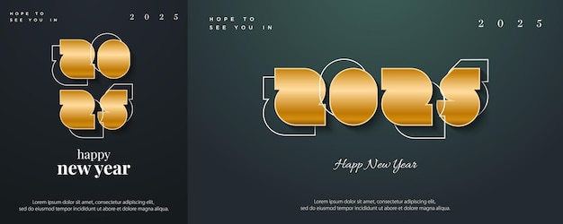 Vector happy new year 2025 with gold numbers and lines premium design 2025 for calendar poster template or poster design