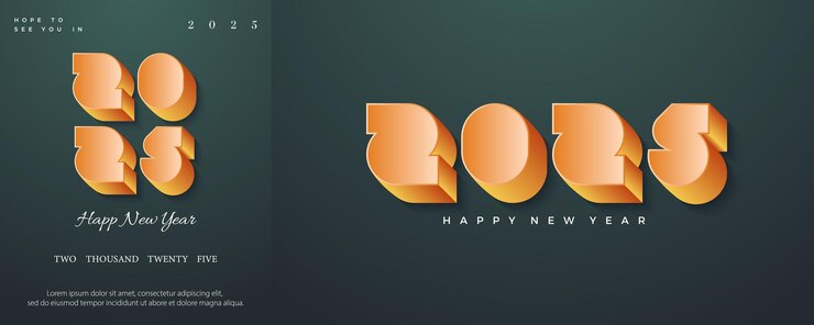 Vector 럭셔리 브로 된 숫자와 함께 행복한 새해 2025 캘린더 포스터 템플릿 또는 포스터 디자인을위한 프리미엄 디자인