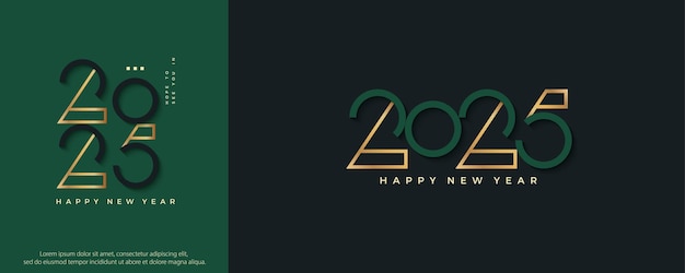 Vector happy new year 2025 with modern gold number pieces vector design for poster template or calendar