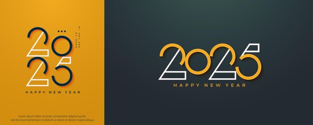 Vector happy new year 2025 with modern number pieces vector design for poster template or calendar