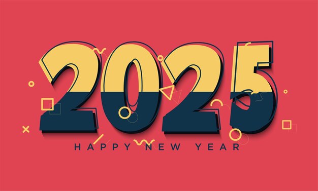 Vettore buon anno 2025 con un semplice concetto di design numerico per il calendario e lo striscione anno 2025