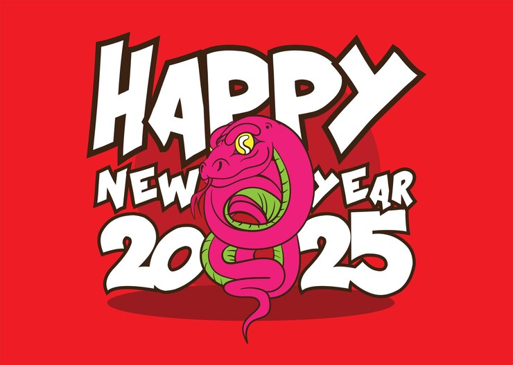 वेक्टर happy new year 2025 with snake zodiac illustration for chinese new year events