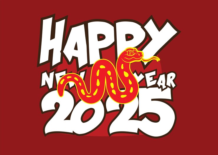 वेक्टर happy new year 2025 with snake zodiac illustration for chinese new year events
