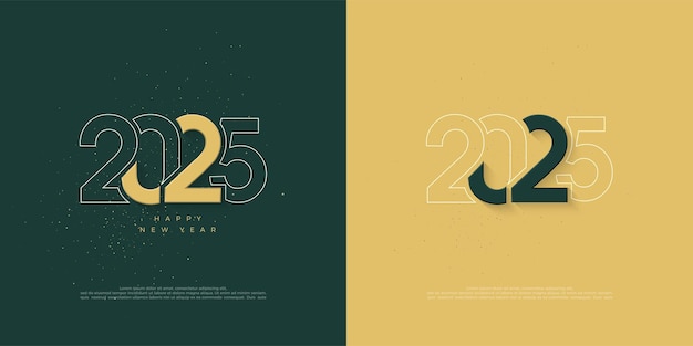 Happy new year 2025 with unique numbers with a classic theme Premium design 2025 for calendar poster template or poster design