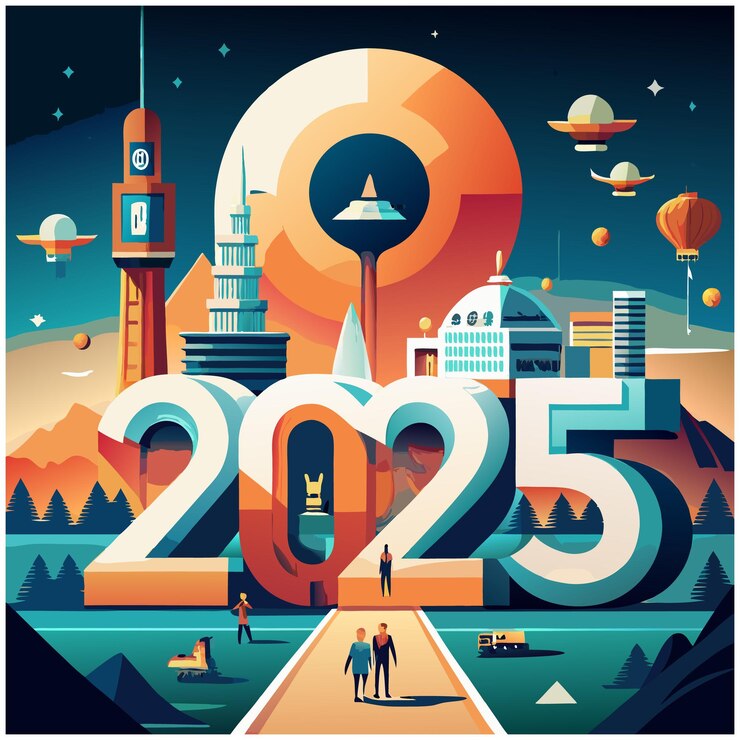 Vector happy new year 2025
