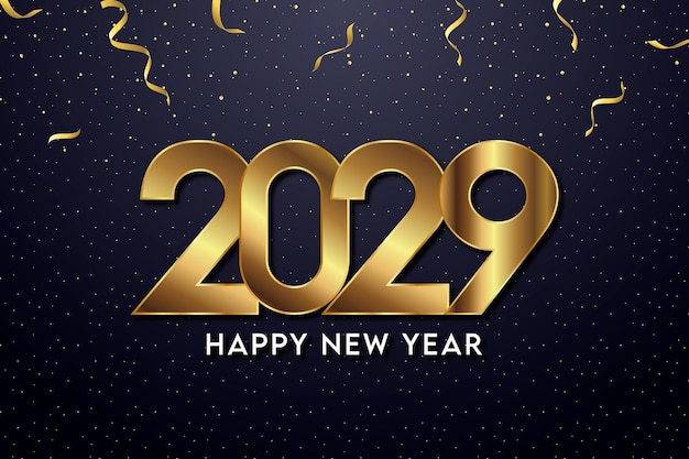 happy new year 2029 - gold typography celebration