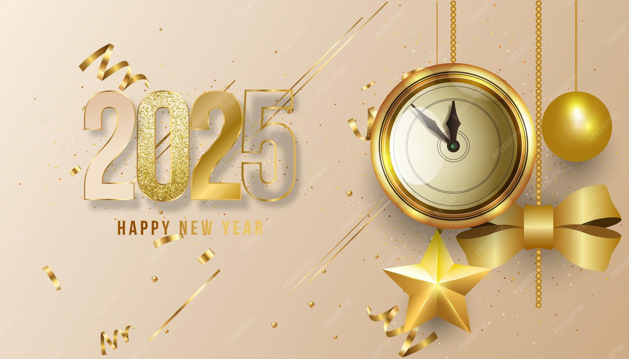 Premium Vector Happy new year 3d 2025 festive realistic decoration