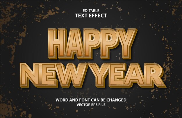 Happy new year 3d editable eps vector text effect