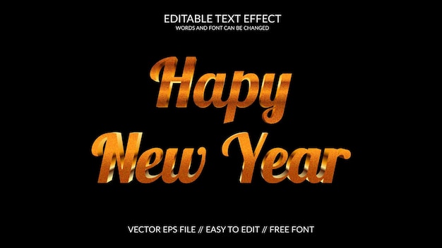 Happy New Year 3D Fully Editable Vector Eps Text Effect Template