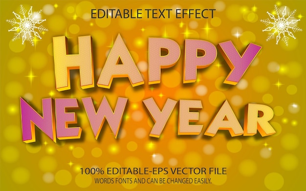 happy new year 3d tekst effect en bewerkbare tekst effect sjabloon met 3d stijl