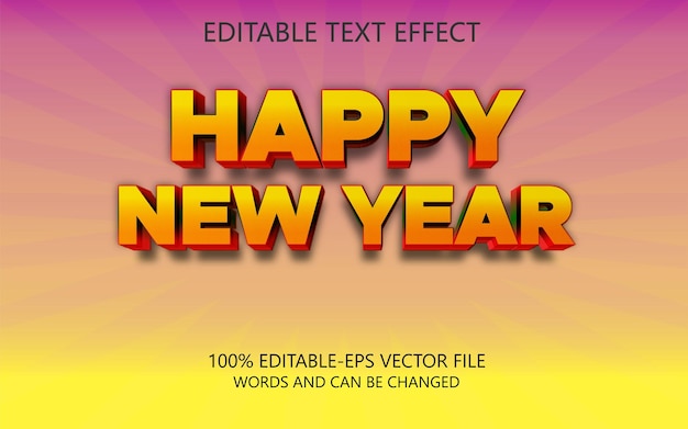 happy new year 3d tekst effect en bewerkbare tekst effect sjabloon met 3d stijl
