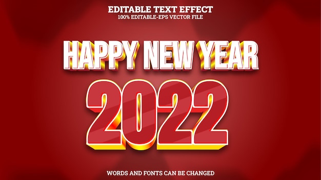 Vector happy new year 3d text effect editable