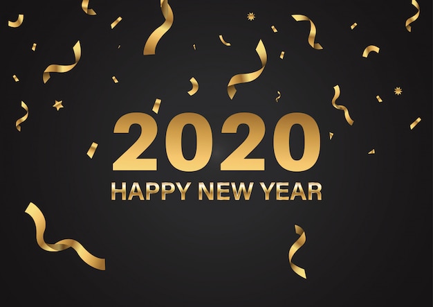 Happy new year background with 2020 text and number.