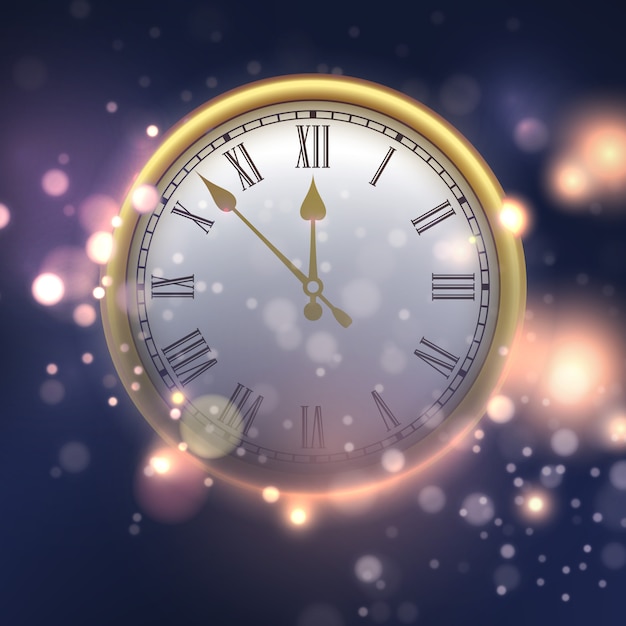 Happy New Year background with clock