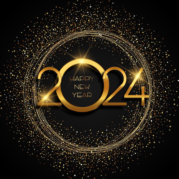 Happy new year background with a glittery gold sparkle design