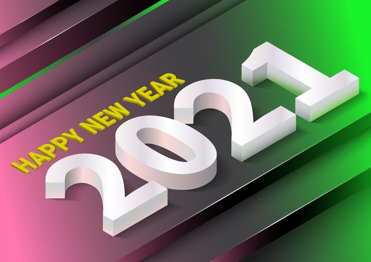 Vector happy new year background with realistic isometric style.