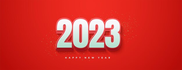 Happy new year background with white 3d numbers on red background