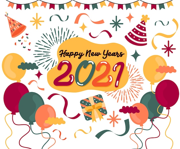 Felice anno nuovo banner 2021 party design celebration