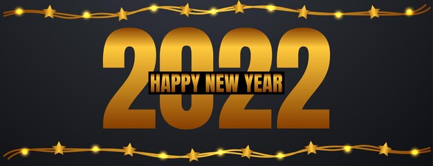 Happy new year banner background in black and gold color