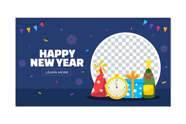 happy new year banner background template