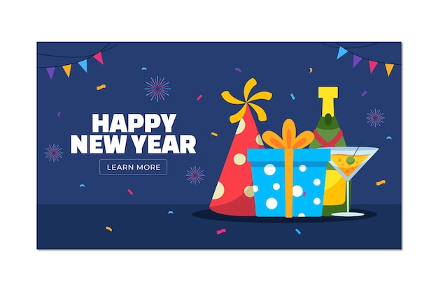 Happy new year banner background template