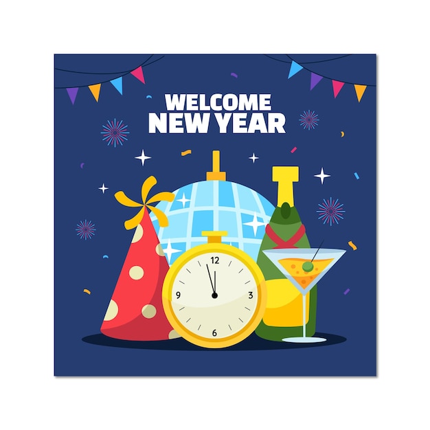 Happy new year banner background template