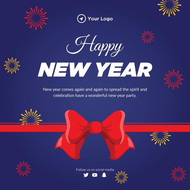 Happy new year banner design template