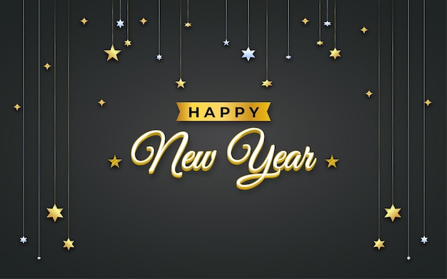 Happy New Year banner with editable text effect.