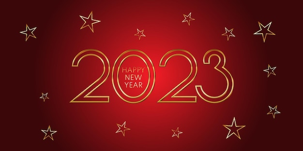 Vector happy new year banner with gold stars and numbers