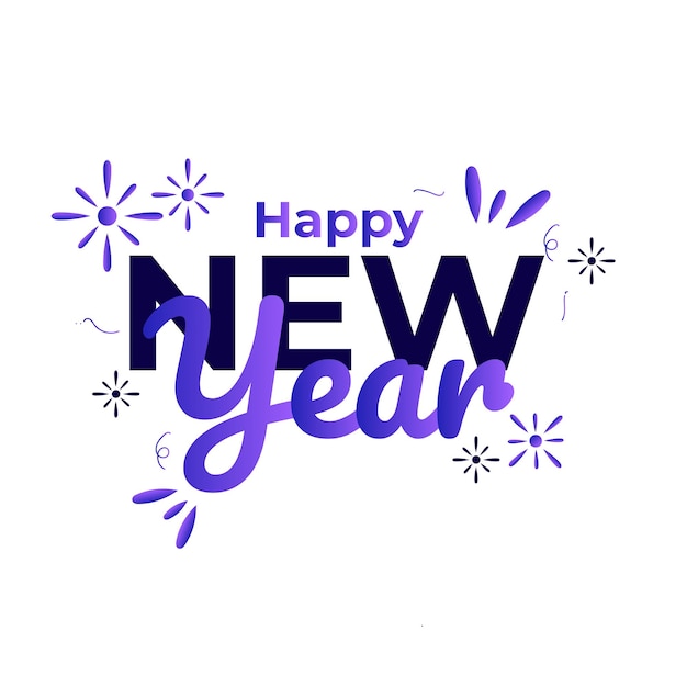 Happy new year beautiful new year text design new year party design