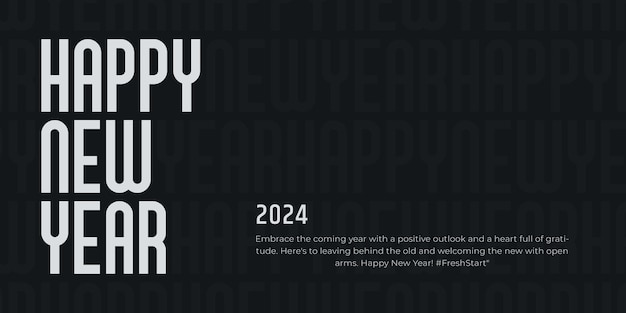 Happy New Year black editable banner design