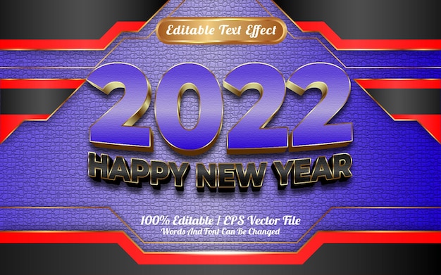 Happy new year blue and black gold style 3d editable text effect