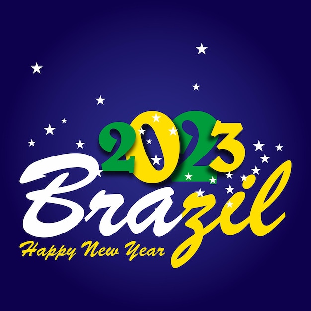 벡터 새해 복 많이 받으세요 브라질 2023 포스터 디자인 템플릿