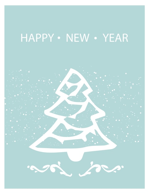 Happy New Year card Hand drawn Vector illustration